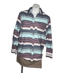 BDG Urban Outfitters Striped Long Sleeve Button Up Flannel Size Large